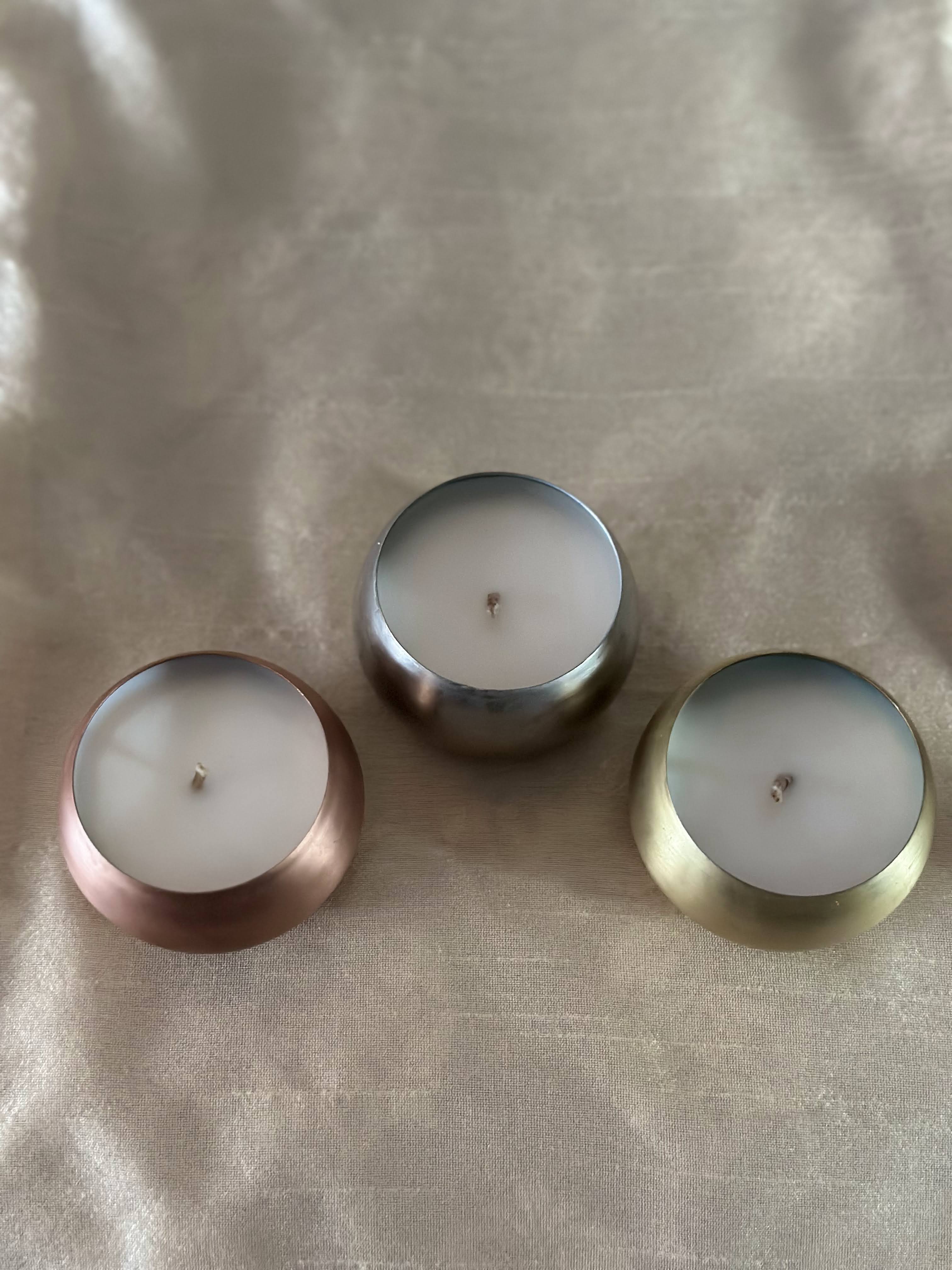  Trio mini candles, Copper candle set, Mini scented candles, Sandalwood Patchouli Eucalyptus candles, Calming candle trio, Reviving candle set, Mind body soul candles, Aromatherapy mini candles, Relaxation candle trio, Unique candle collection